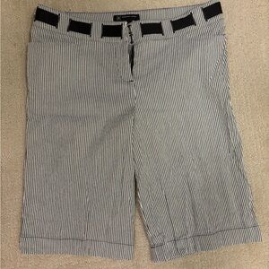 Black and white stripped Bermuda Shorts.